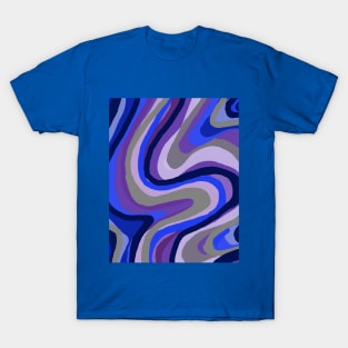 Blue Curved Digital Painting T-Shirt